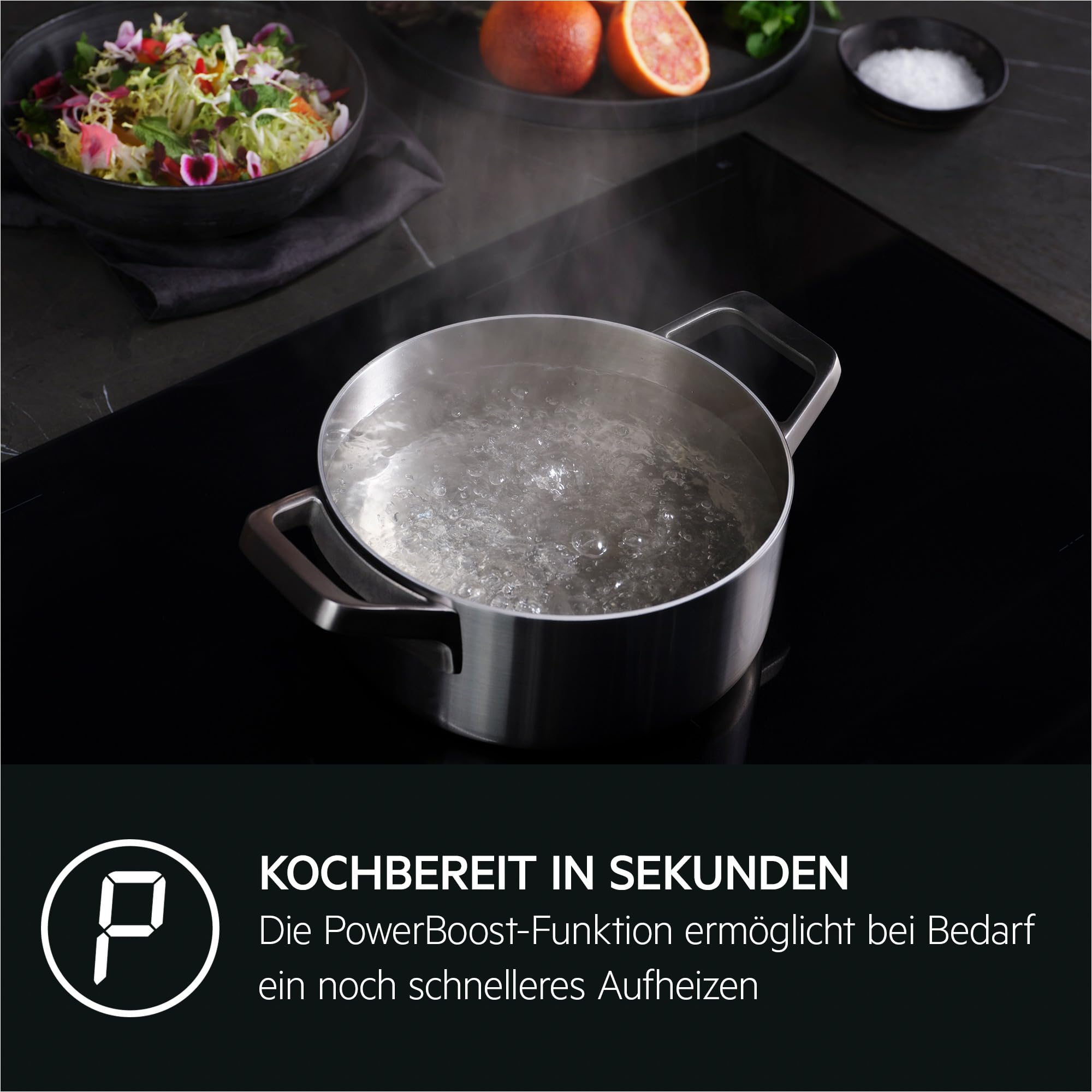 AEG Induktionskochfeld autark 60cm 4 Flex-Kochzonen Powerfunktion 14 Stufen SuperFlat Rahmen Timer Touch-Bedienung Haubenautomatik TO64IA0AXB