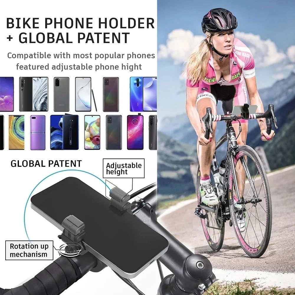 M219 360° Rotatable Bicycle Mobile Support for Phone 3.5-7.0inch, 31.8mm Handlebar Bike Mount