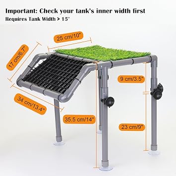 Extra Large Standing Turtle Basking Platform, 13 Width Resting Area, DIY Basking Platform for Aquatic Pets, Turtle Tank Accessories, PVC Pipes and EggCrate