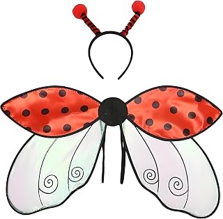 Kids Girls Boys Halloween Ladybug Wings Costumes Ladybird/Bee Wings with Headband Accessories Set Party Present