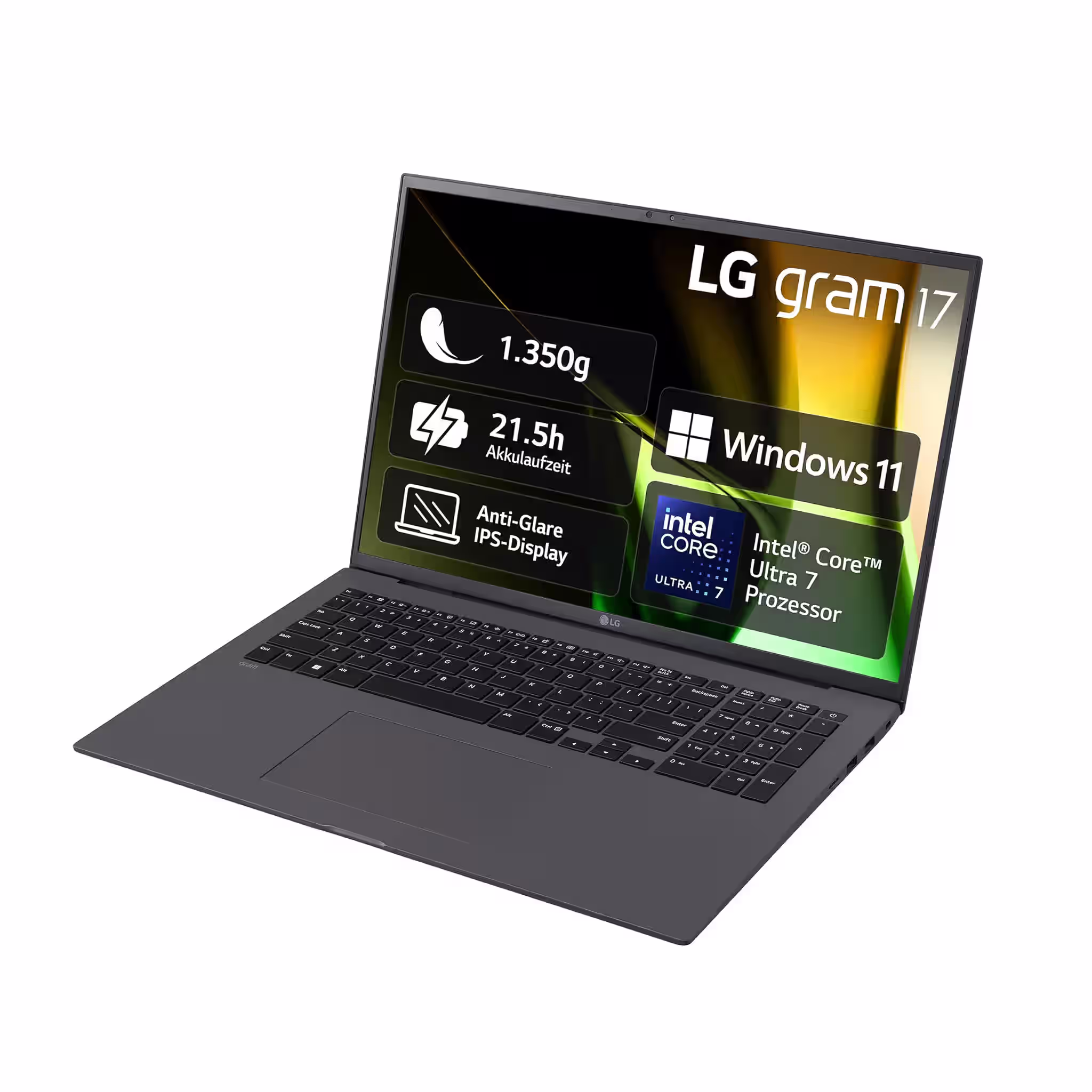 LG gram mit Windows 11 Home Ultra7​ LPDDR5X​ Schwarz 17Z90S-G.AA78G