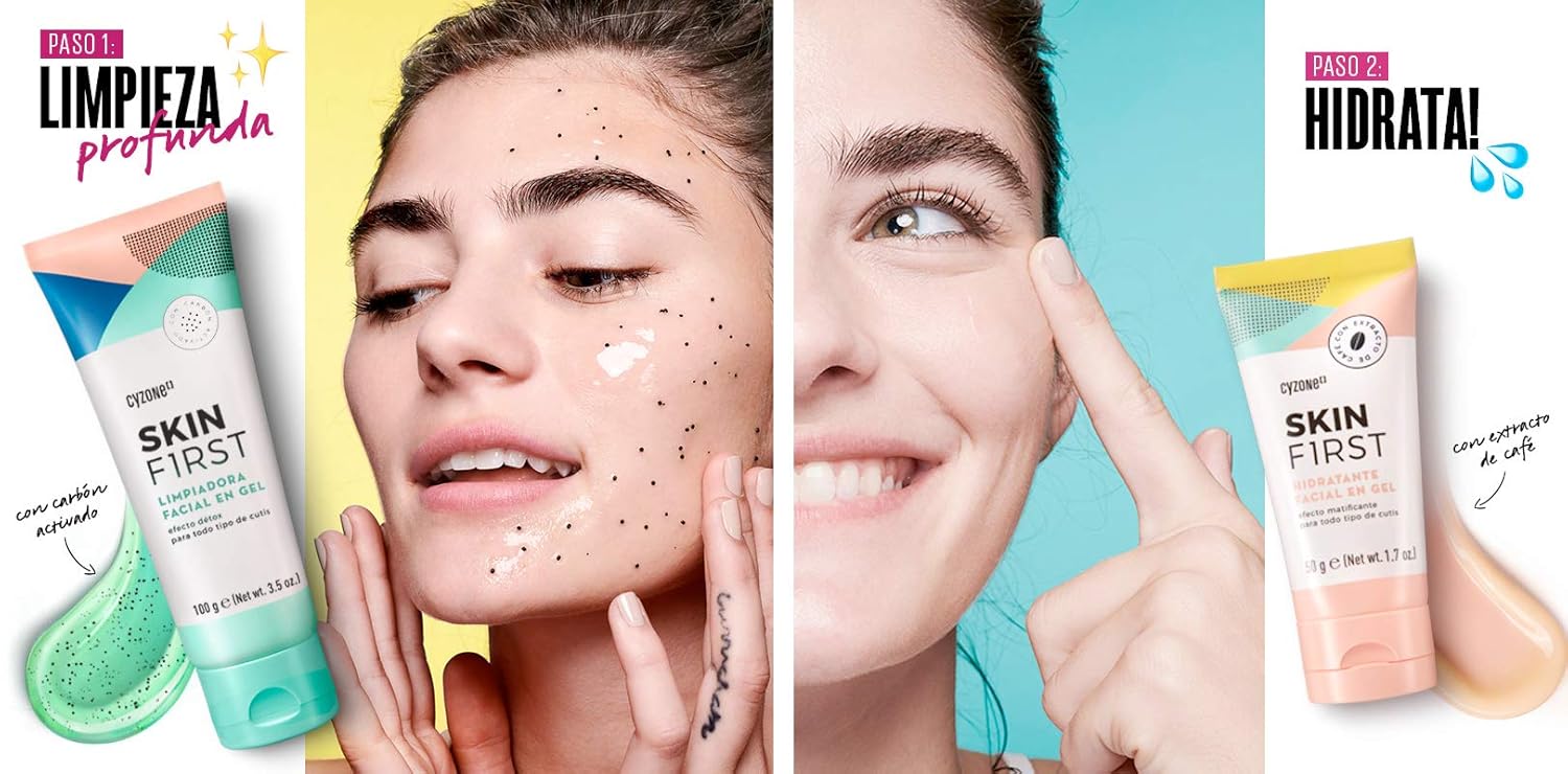 Cyzone Skin First Set, Gel Facial Cleanser and Gel Facial Moisturizer, Refresh and Energize Your Face!