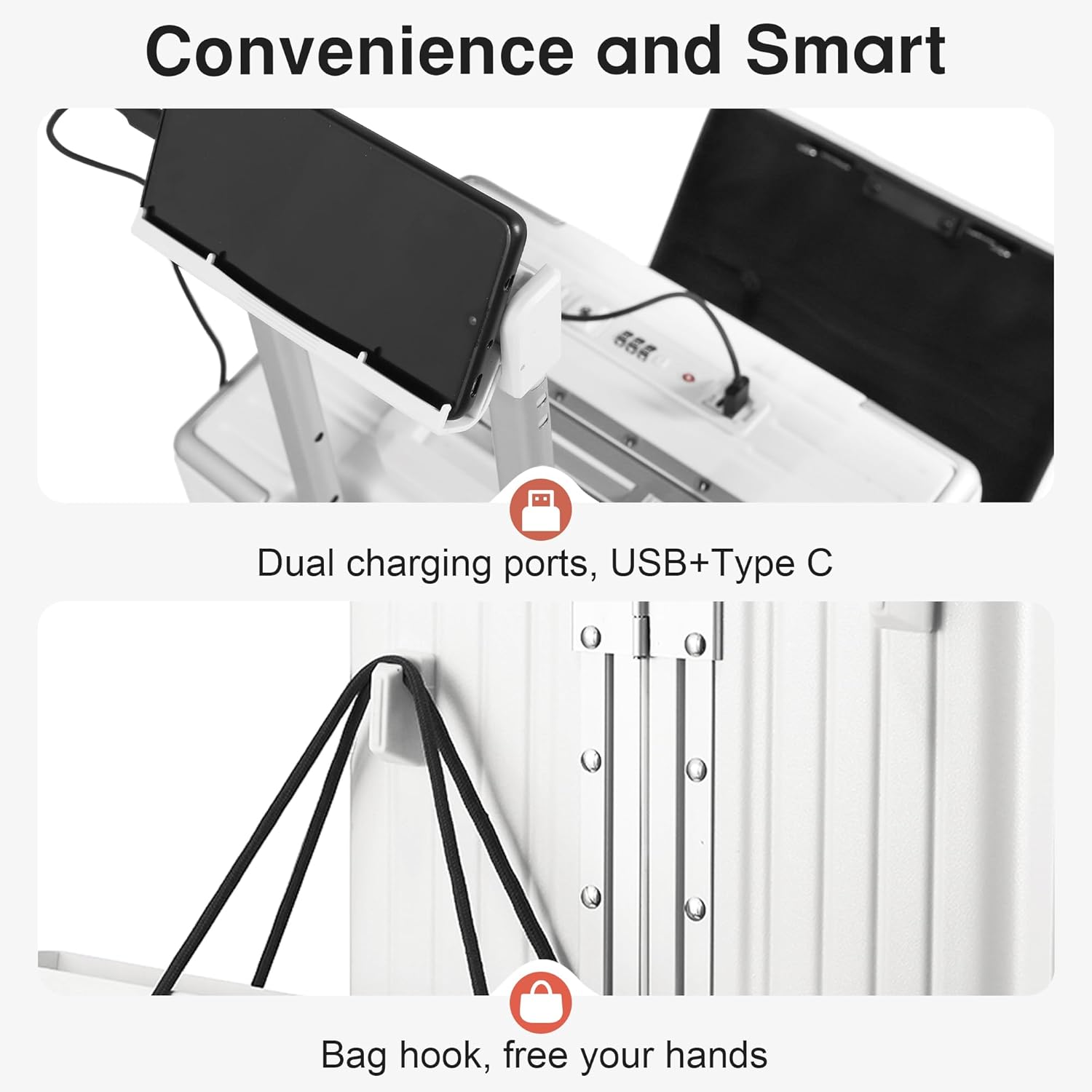Carry On Luggage 22x14x9 Airline Approved Aluminum Frame, 20 Inch Hard Shell Carry On Luggage, Suitcase Carry-on Zipperless Luggage, TSA Approved (White)