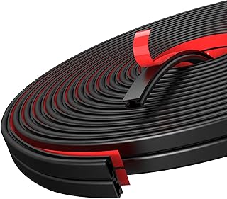 40 Feet Rubber Weather Stripping Door Seal Strip, Front Door Seal Strip Door Weather Stripping, Self-Adhesive Backing Door Frame Seals Insulation Strip(Black)
