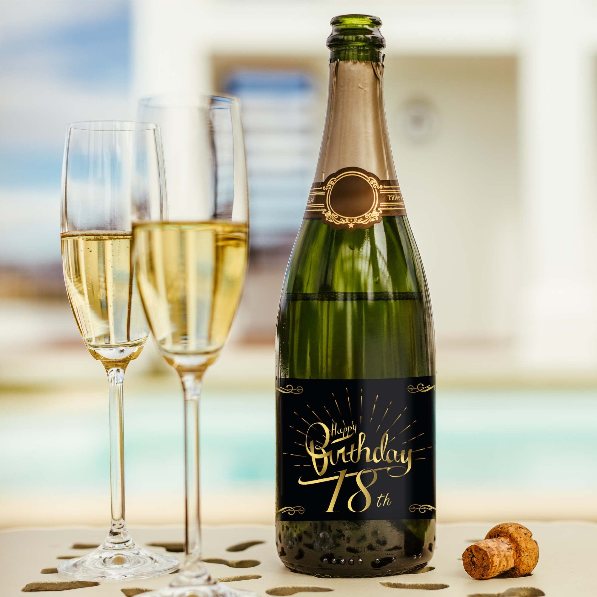 Étiquettes Joyeux Anniversaire Pour Bouteilles - 2 Pièces Autocollantes Or - Cadeau Champagne Vin