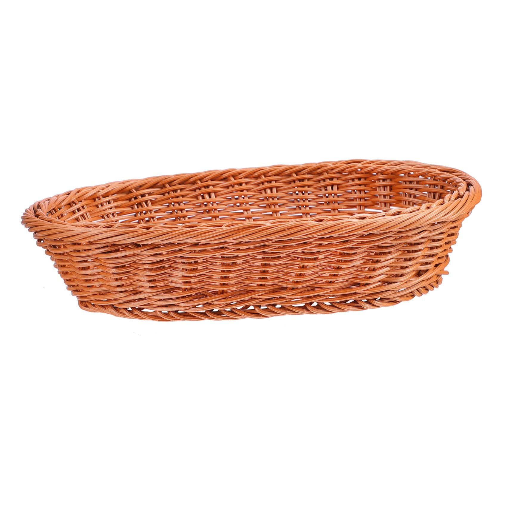 NAMOARLY 1pc Woven Storage Basket Food Tray Fruit Trays Organizer Basket Food Containers Shallow Basket Coffee Table Tray Produce Basket Utencil Decor Basket Brown Plastic re-usable