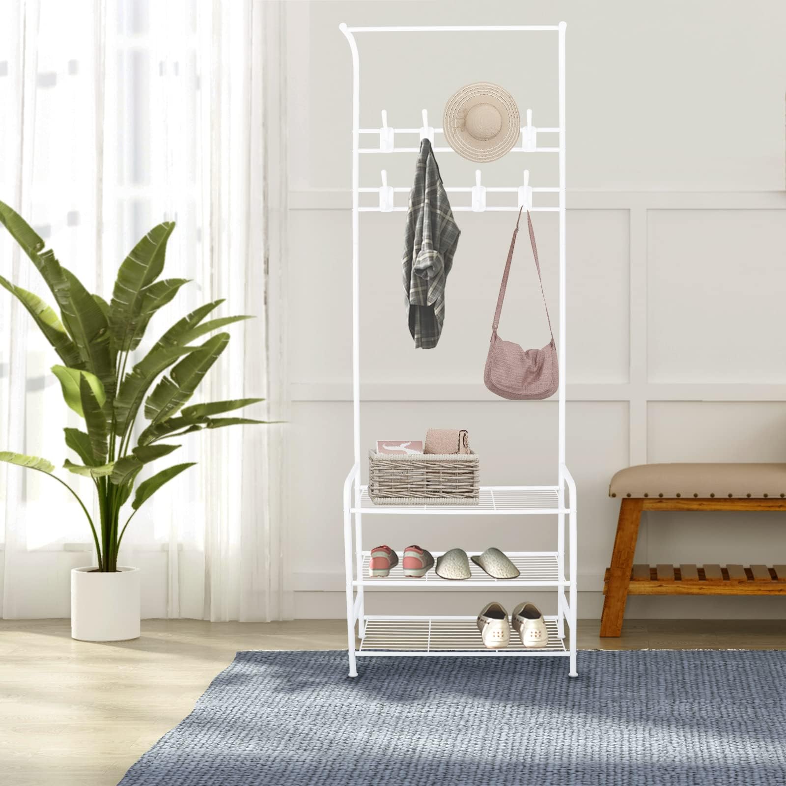 Amazon.com: White Clothing Rack for Hanging Clothes, Small 4-in-1 ...