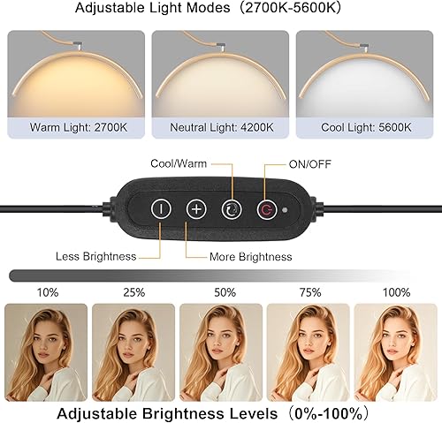 Miniatura 26 de Luz de pestañas de media luna para extensiones de pestañas y esteticistas, lámpara de pestañas LED regulable, luz de luna sin sombras para Grande