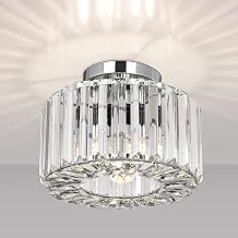 FRIDEKO HOME Crystal Ceiling Light - Small Crystal Chandelier Semi Flush Mount Ceiling Light Fixture Modern Lights for Hallway Bathroom Kitchen Entryway 9.05 Inch, Bulb not Included