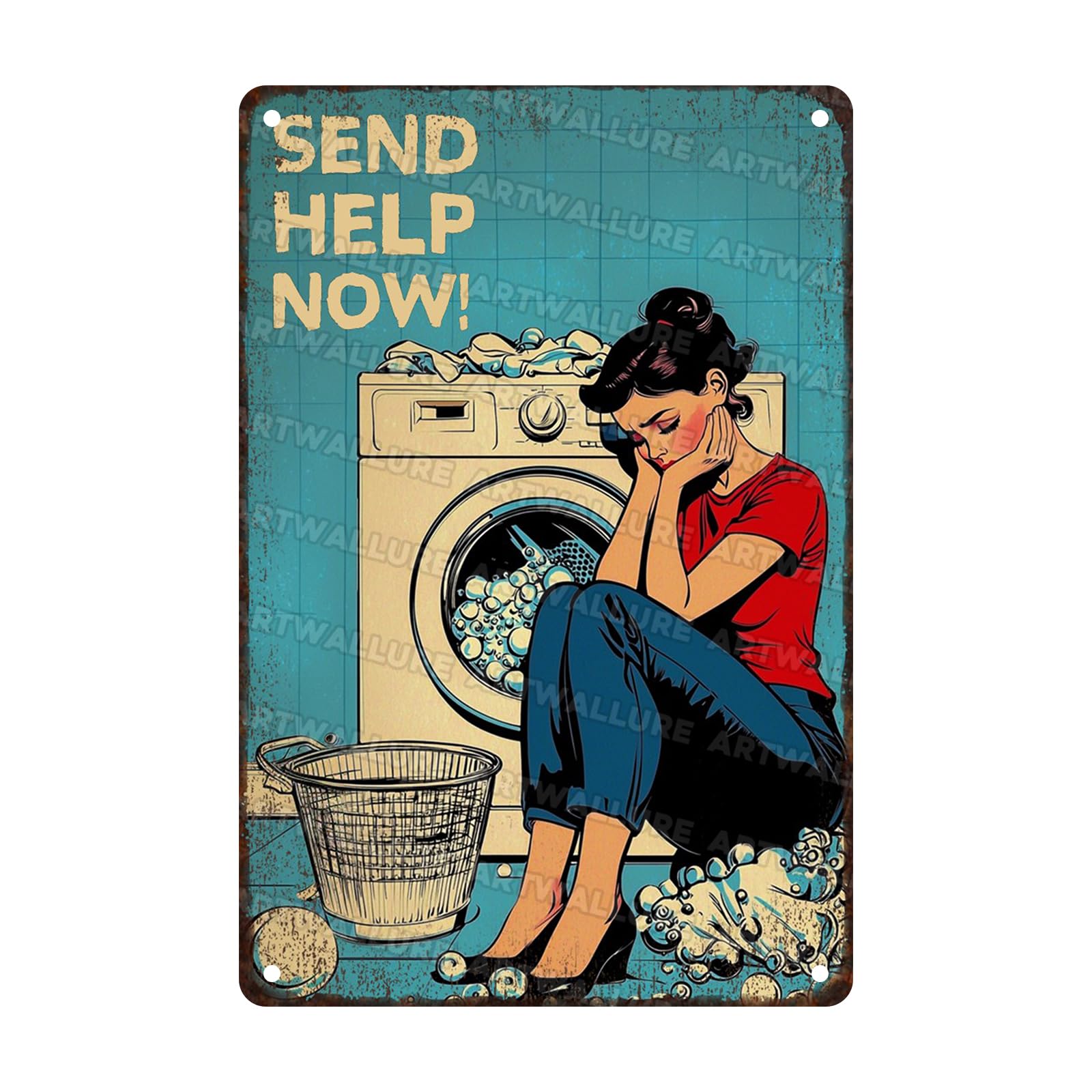 Anceky Retro Metal Tin Sign Send Help Now Metal Sign Retro Wall Decor For Farmhouse Bar Cafe Kitchen Backyard Window 12×8 Inch