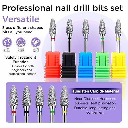 Miniatura 2 de Fantexy Juego de brocas para uñas acrílicas, 332 pulgadas, brocas profesionales de tungsteno para uñas, herramientas de arte de uñas, manicura y