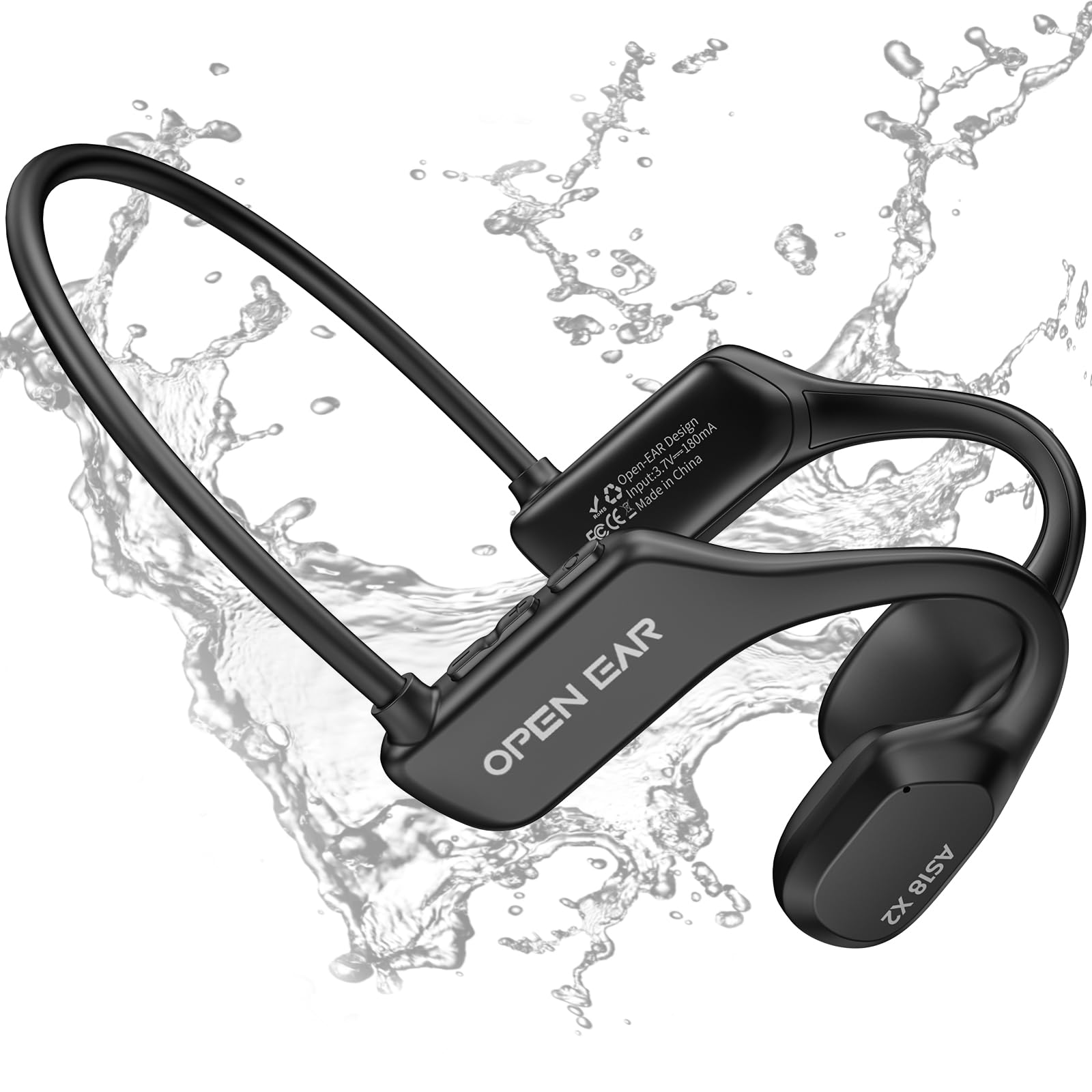 BEARTAIN Casque Conduction Osseuse Natation Écouteur Waterproof Natation À Bluetooth v5.3 Lecteur MP3 Étanche et Micro Intégré mémoire 32G intégrée pour Le Sport,La Natation,La Course à Pied