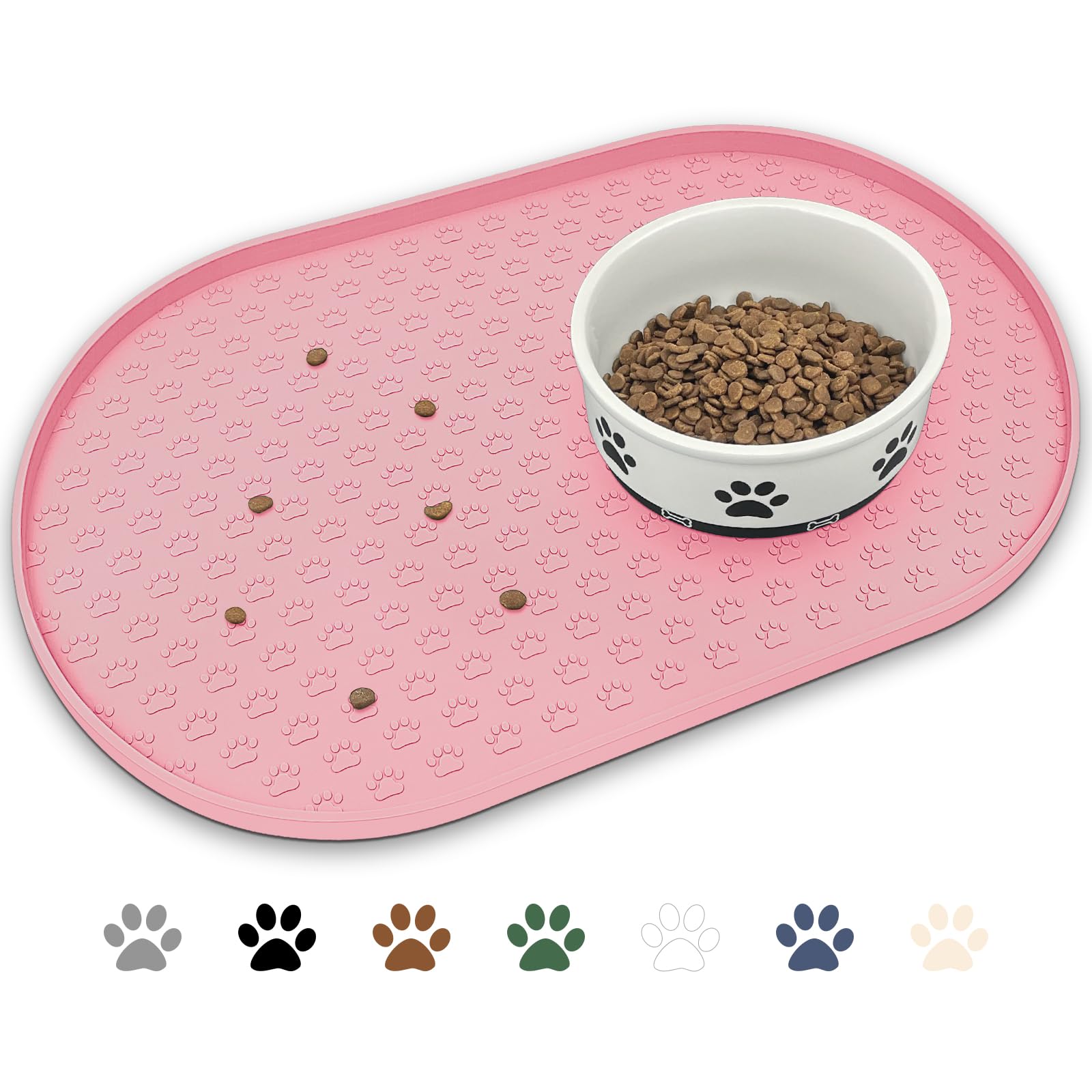 KPWACD Dog Food Mat Anti-Slip Bowl Mats for Food and Water, High-Lips Waterproof Pet Placemat Prevent Messy Spills to Floor, Silicone Puppy Feeding Trays for Large Medium Small Dogs Cats