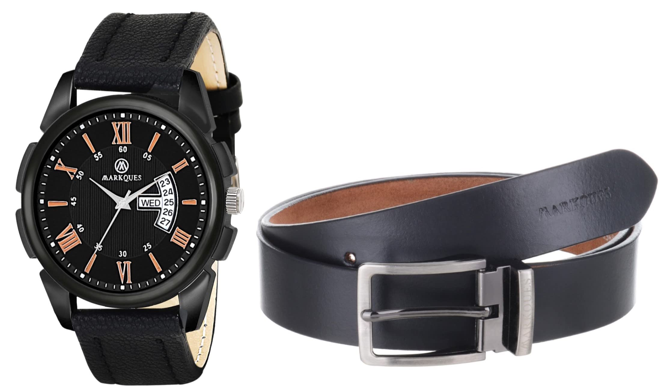 MARKQUES Mens Watch and Genuine Leather Belt Combo Gift Set for Men (IND-770101-EXE-1101) (B09F3PCMFM) Amazon Price History, Amazon Price Tracker