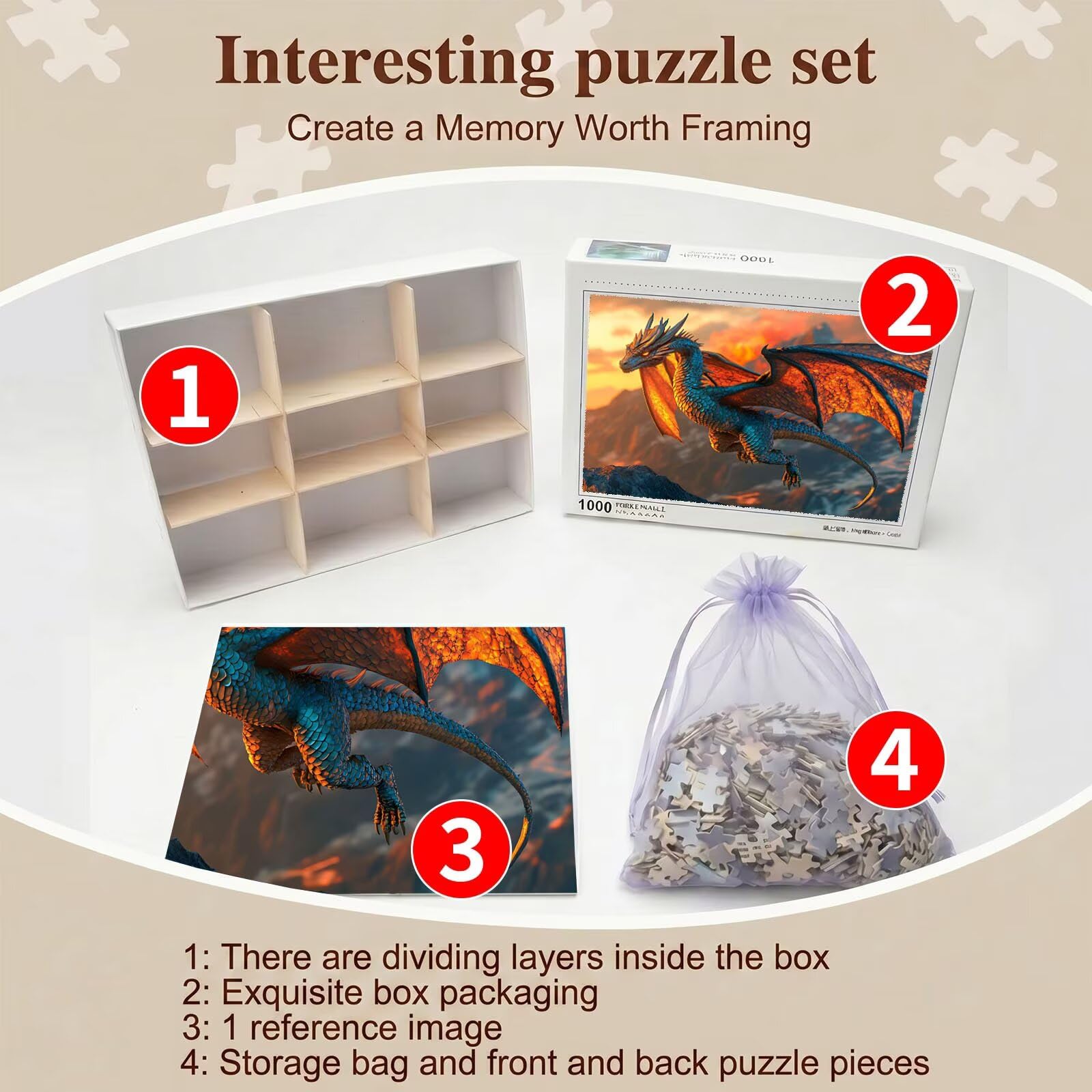 drago sogno-2 Puzzle 2000 Pezzi per Adulti, Puzzle in Legno - Collezione Classica con Poster Incluso - Sfida di Concentrazione e Passatempo Antistress, Gioco Educativo per Famiglia, 99 x 70 cm f0-631