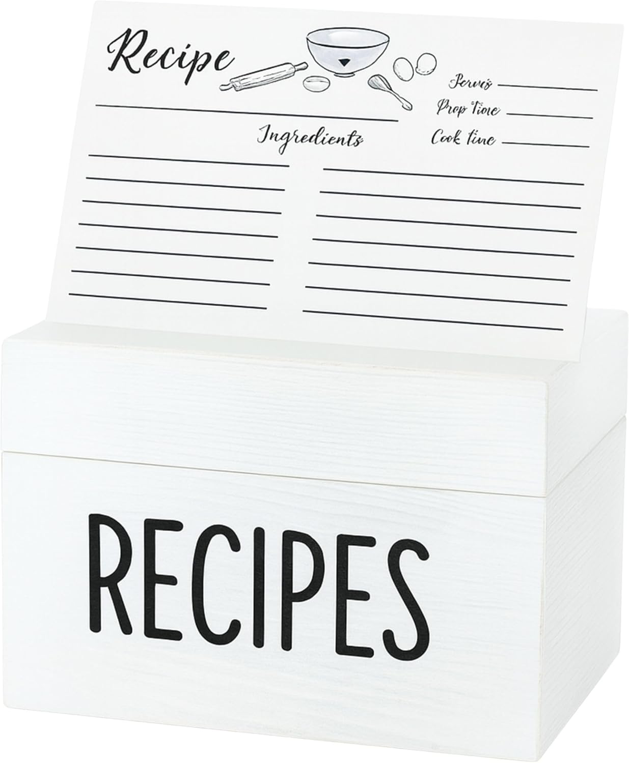 OUTSHINE Wooden Recipe Box with Cards and Dividers - 4x6 Vintage Recipe Box for Kitchen Organization - Cute Recipe Storage to Write in Your Own Recipes