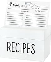 Vista 5 de OUTSHINE Caja de recetas de madera con tarjetas y divisores, caja de recetas vintage de 4 x 6 pulgadas para organización de la cocina, bonito Set