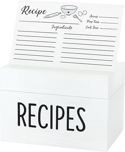 Miniatura 5 de OUTSHINE Caja de recetas de madera con tarjetas y divisores, caja de recetas vintage de 4 x 6 pulgadas para organización de la cocina, bonito Set de