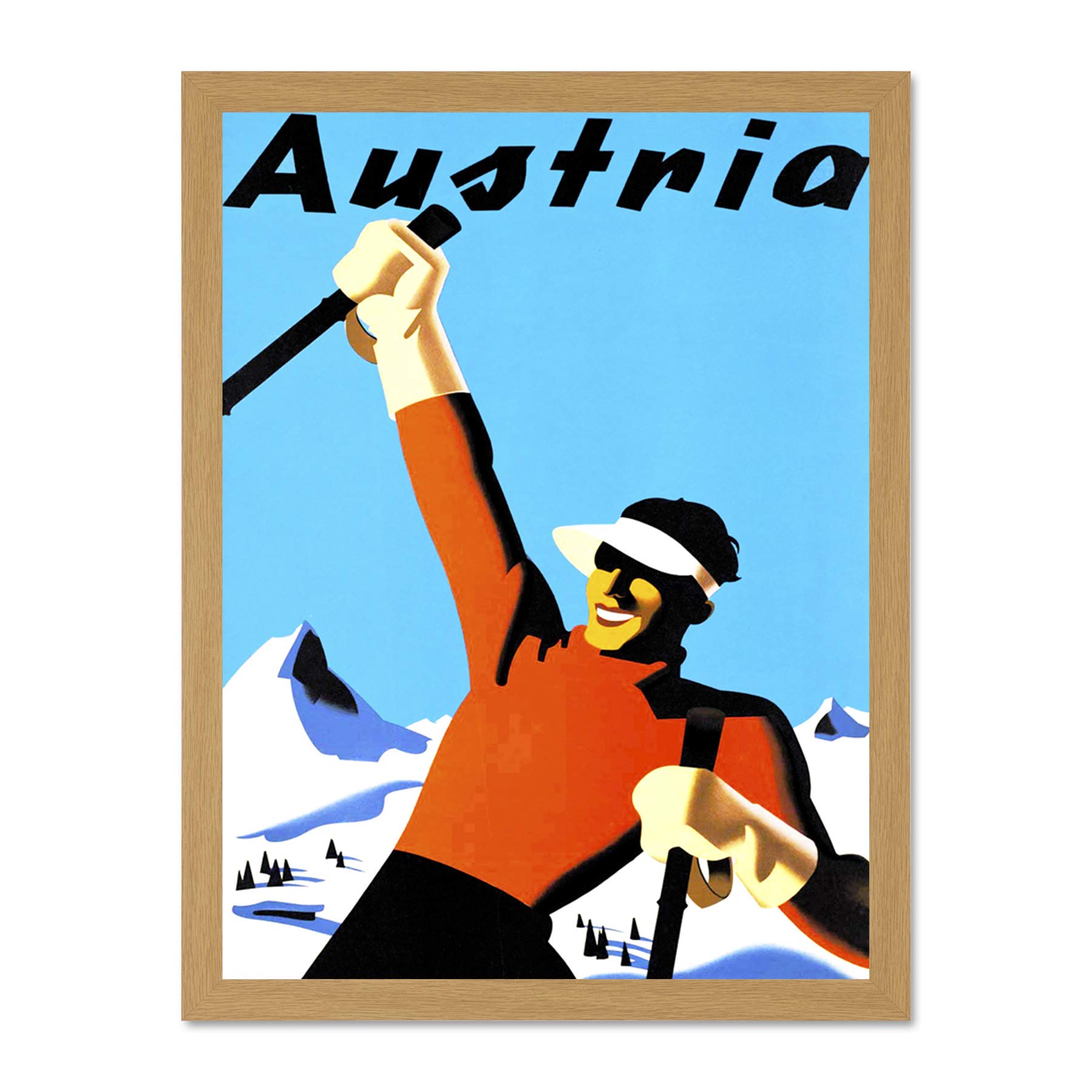 Wee Blue Coo Travel Tourism Winter Sport Ski Snow Alpine Austria Art Large Framed Art Print Poster Wall Decor 18x24 inch
