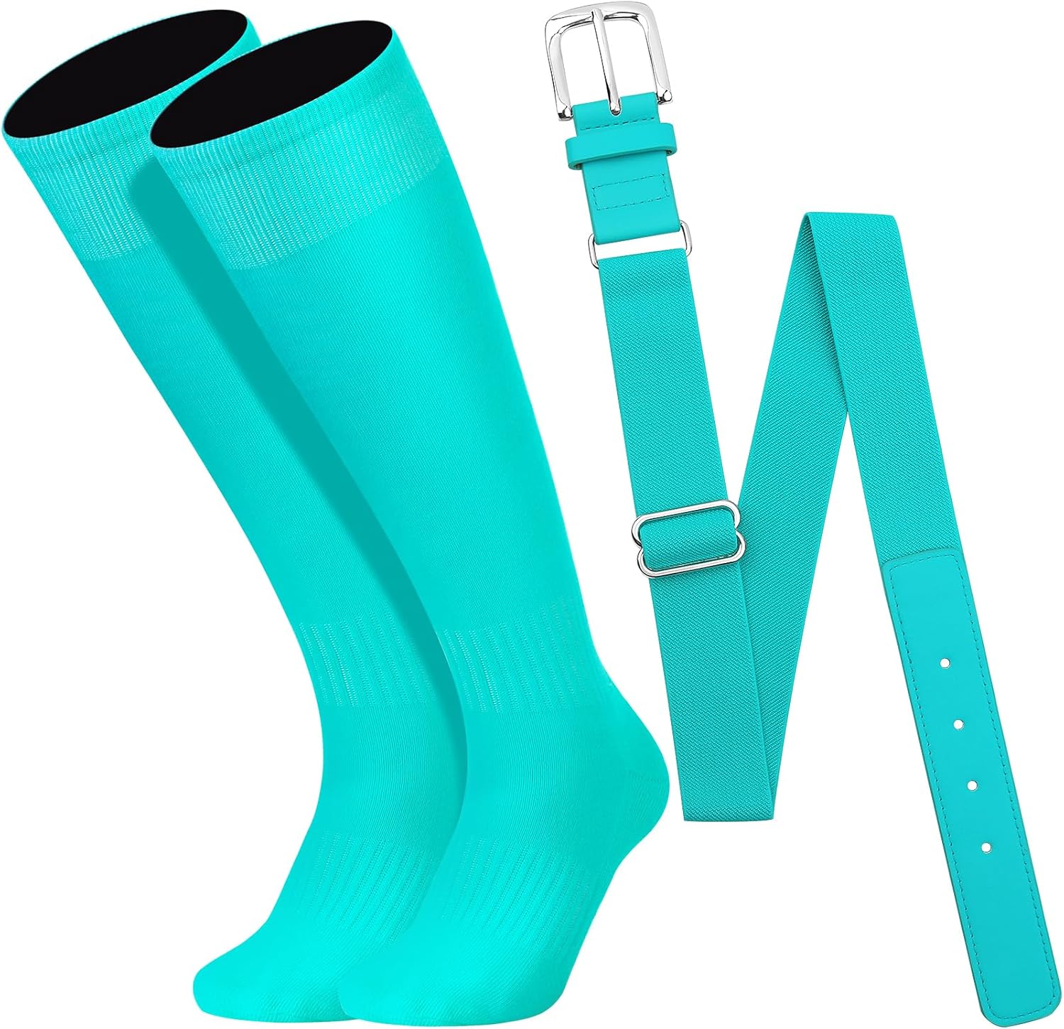 Baseball Socks and Belt Combo Set for Youth Boys Girls Adult, Softball Tball Belt Socks with Elastic Belts