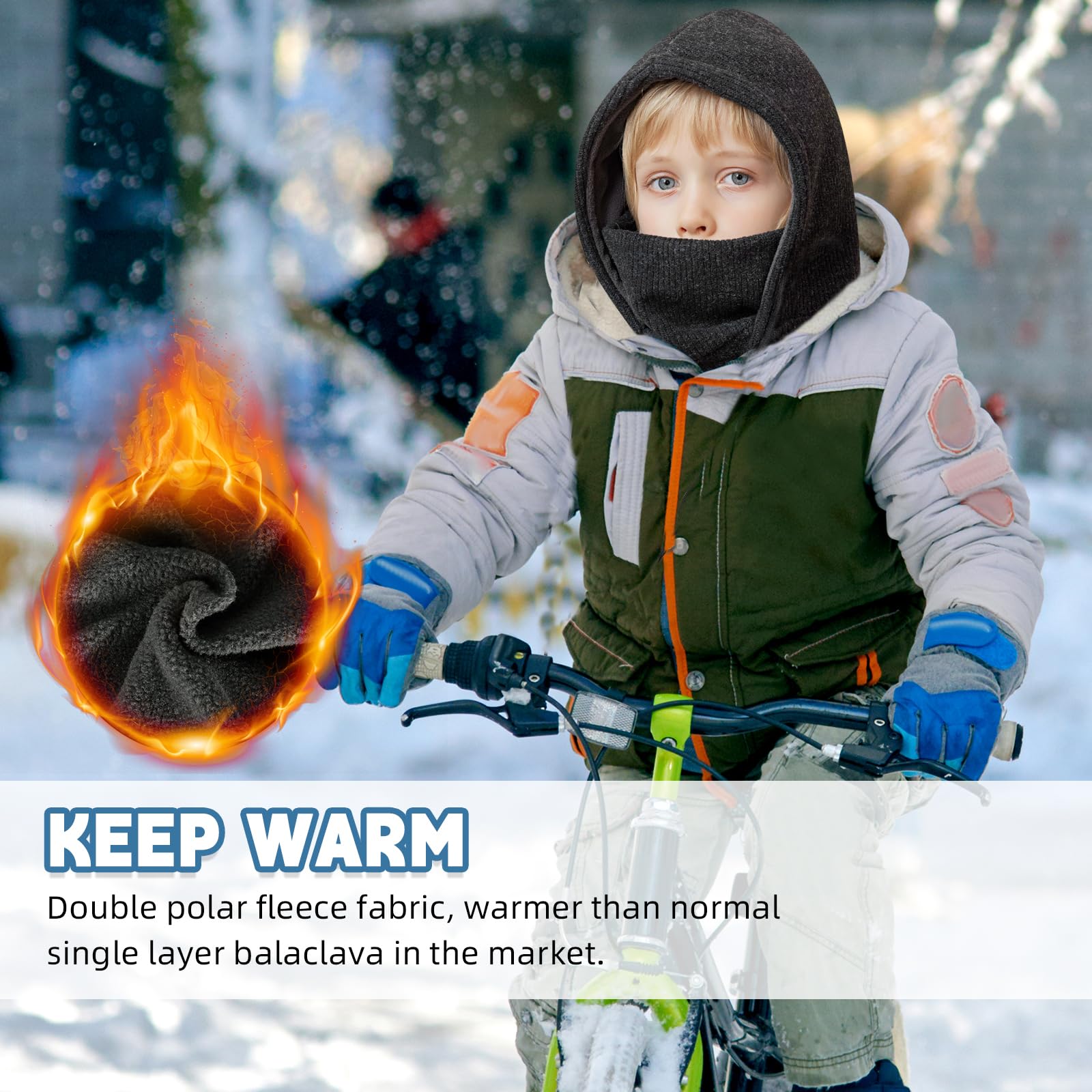 Pasamontañas Térmico de Invierno Niños 4-10, Multifuncional Cálido Prueba de Viento Máscara De Esquí Ciclismo, Sombreros Gorro de Punto Forro Polar, Calentador de Cuello, Mascarilla Niños Niñas