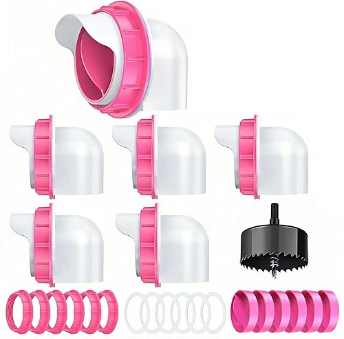 Miniatura 1 de Comedero automático para aves de corral de 4 pulgadas, sin desperdicios, 6 puertos, con 6 tapones y 1 broca, kit de alimentador de pollo por