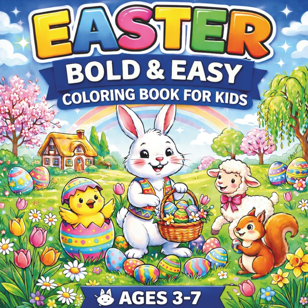 Easter bold and easy coloring book for kids ages 3-7: Simple Easter Activity for Toddlers and Preschoolers with Thick Lines and Large Illustrations for Easy Coloring