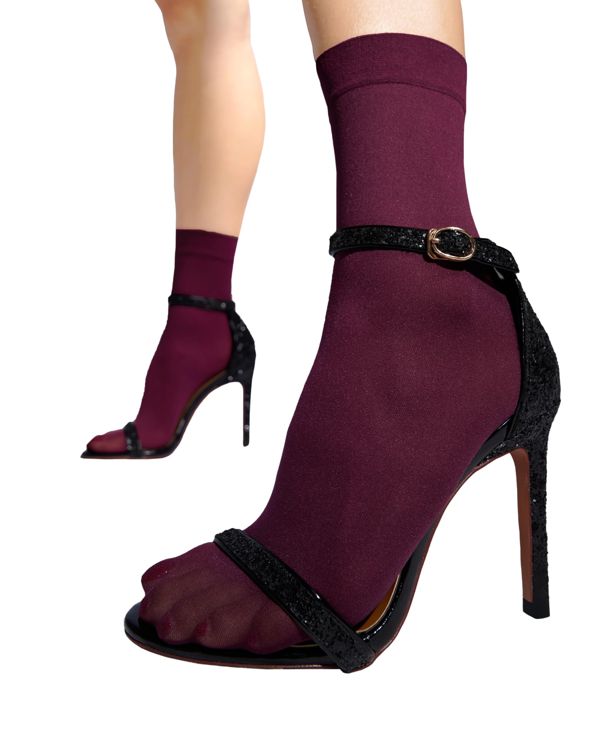 Sofsy Women's Bordeaux Opaque Ankle Socks | 40 Den - One Size