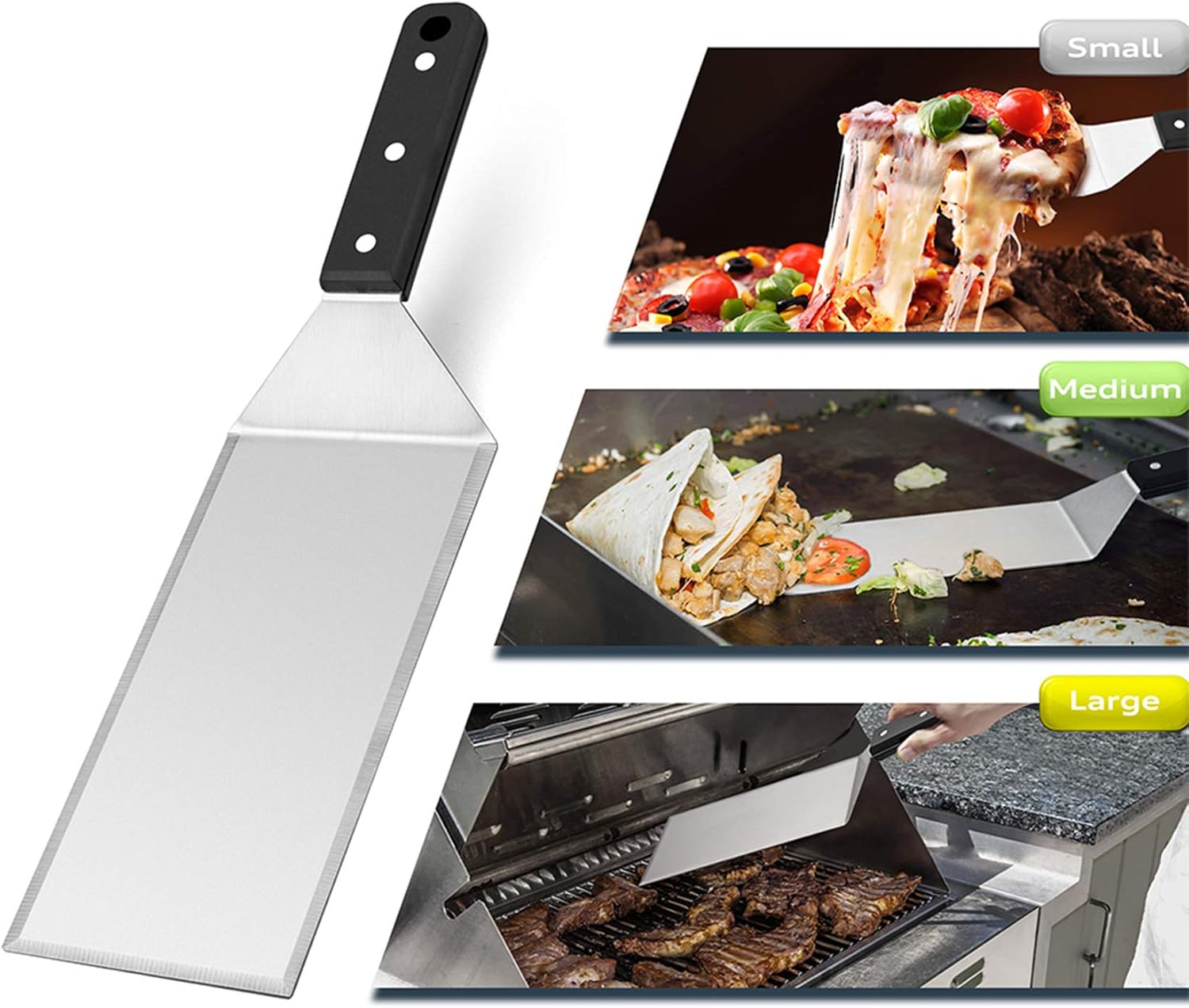 Griddle Spatula Set of 6, Leonyo Griddle Turner Spatula - Stainless Steel Spatulas Flipper for Flat Top Cast Iron Teppanyaki BBQ Hibachi, Pancake Hamburger Turner for Grilling Cooking, Dishwasher Safe : Patio, Lawn & Garden
