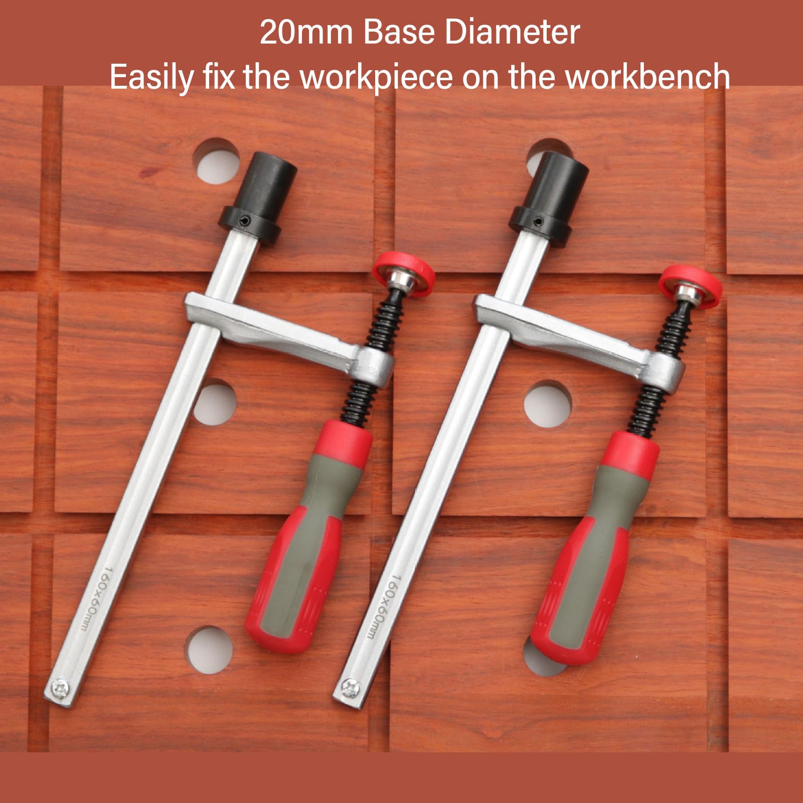 2PCS Bench Dogs Clamp 19mm Red Color Adjustable MFT Table Hold Down Clamp