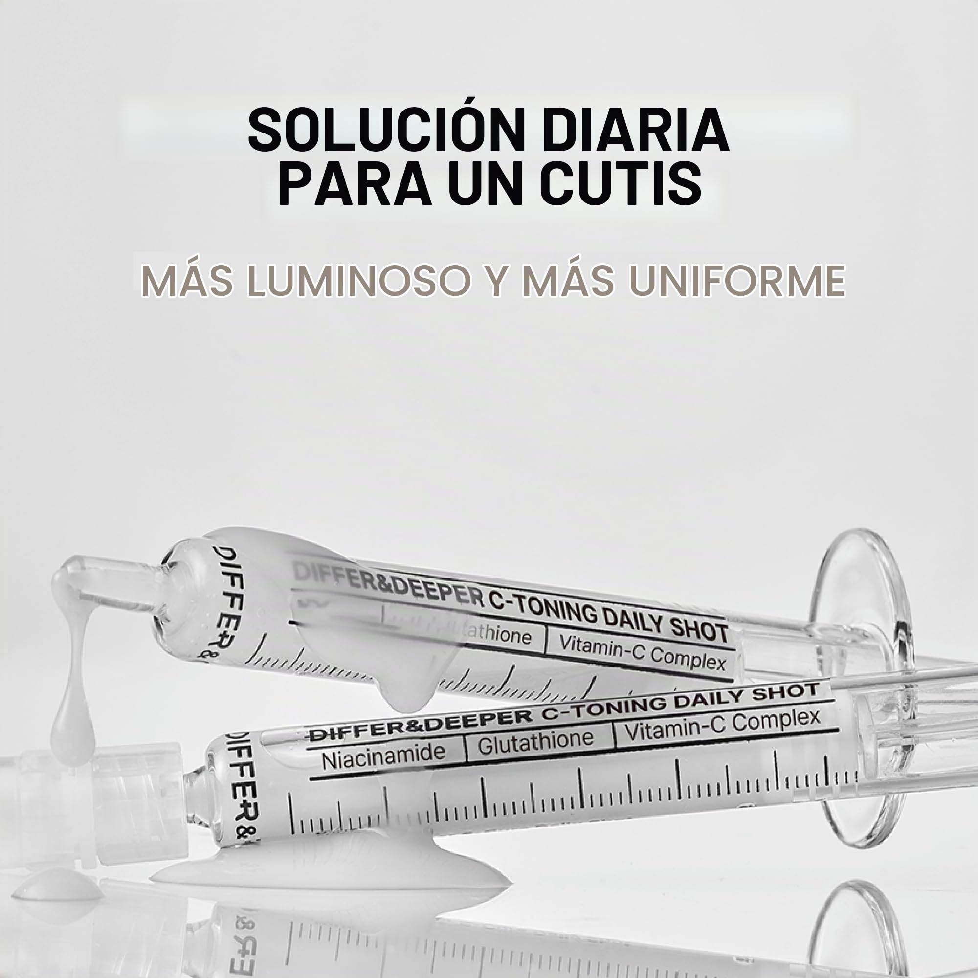 Differ&Deeper Ampollas Vitamina C, Glutatión & Niacinamida – Sérum Facial Coreano Antimanchas & Luminosidad, Tratamiento Aclarante Cura | 10 x 2,5 ml