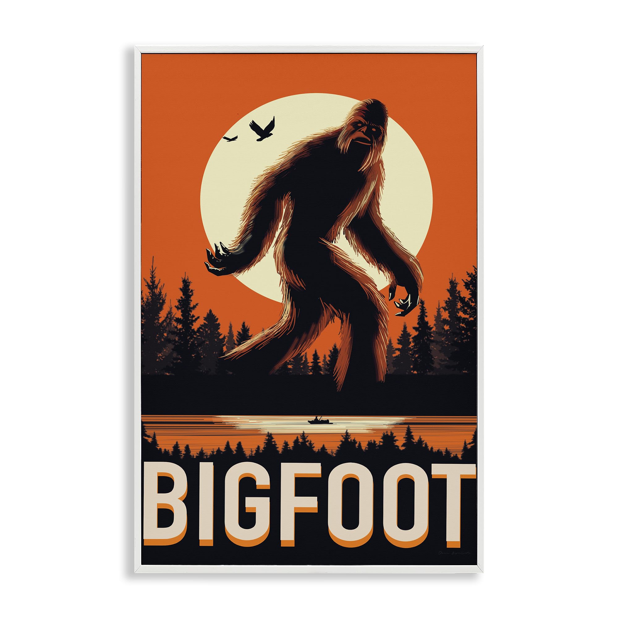 Stupell Industries 'Mythical Creature Lake Front', Framed Giclee Art, White, 16 x 24