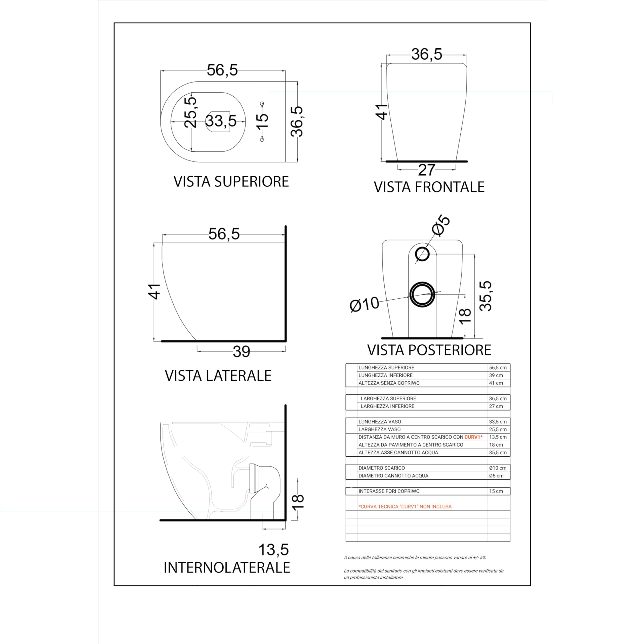 BRICOZONE Coppia Sanitari Filomuro Vaso WC Rimless Senza Brida E Bidet In Ceramica Filo Muro Filo Parete Design Moderno Con Copriwater Chiusura Soft Close Chiusura Rallentata (Bianco opaco)