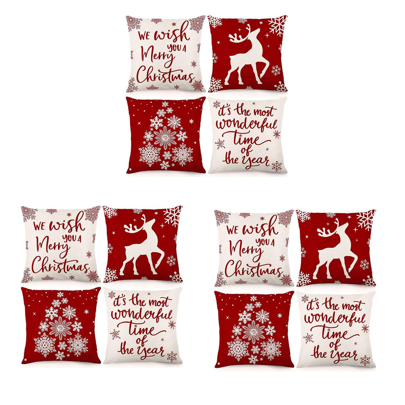 Hndhbfgrt Christmas Pillow Covers 18X18 Set of 12 Christmas Decorations Farmhouse Throw Pillowcase Cushion Case for Home Decor