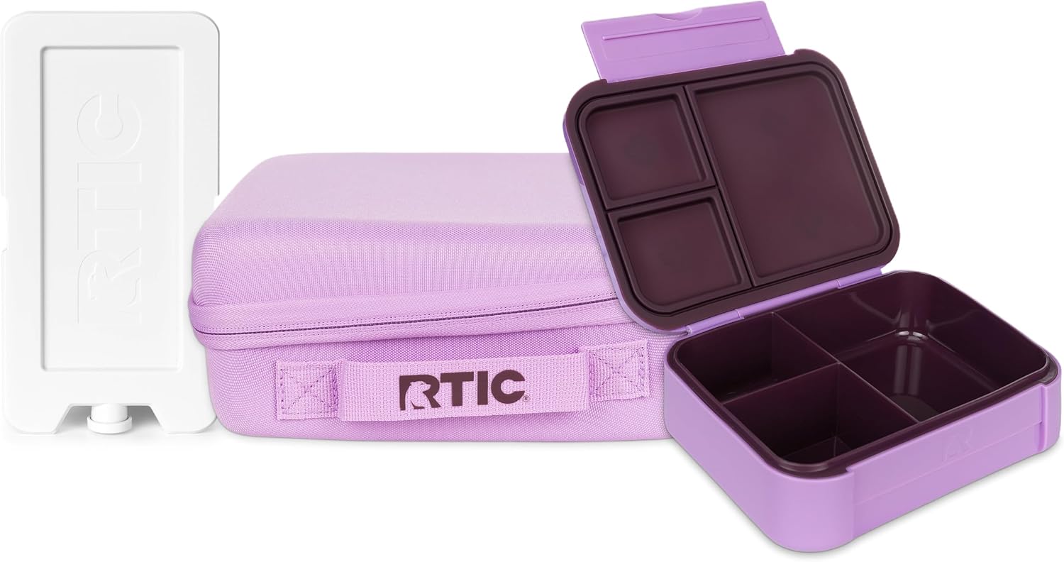RTIC Day Packer Lunch Trio Set - Includes Bento Box Container, Insulated Holder, Ice Pack, School, Travel, Girls, Boys, Kids