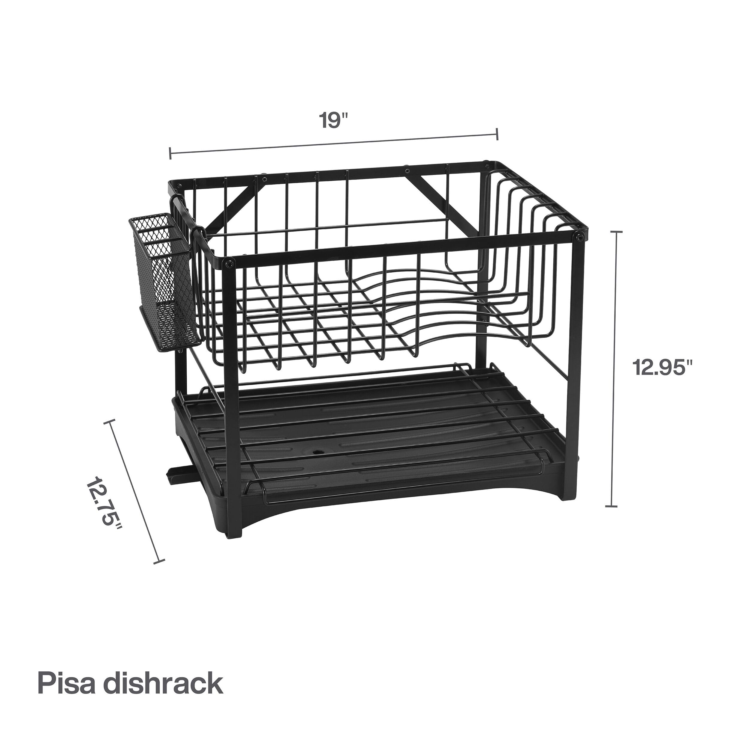 Gourmet Basics by Mikasa Pisa Studio Space Saving Dish Rack, 2 Tier, 19 x 12.75 x 13 Inch, Black