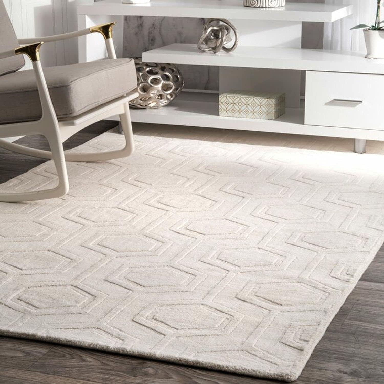 ZARACARPETS Solid Plain Exported Quality Hand Made Carpets and Rug Size 4x4 Round Diameter(4 by 4 Round) Cream Brick