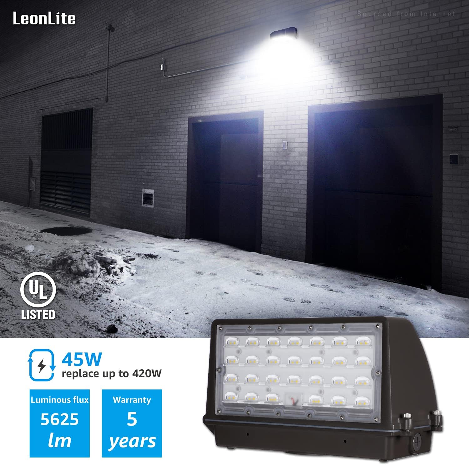 Super Deal Product LEONLITE LED Full Cutoff Wall Pack Light, 45W Commercial and Industrial Wall Pack, IP65, UL Listed, 5625LM, Dimmable, IP65 Waterproof 5000K Daylight Outdoor Security Lighting Fixture, Pack of 2 Exclusive Discount 70% Price LEONLITE LED Full Cutoff Wall Pack Light, 45W Commercial and Industrial Wall Pack, IP65, UL Listed, 5625LM, Dimmable, IP65 Waterproof 5000K Daylight Outdoor Security Lighting Fixture, Pack of 2