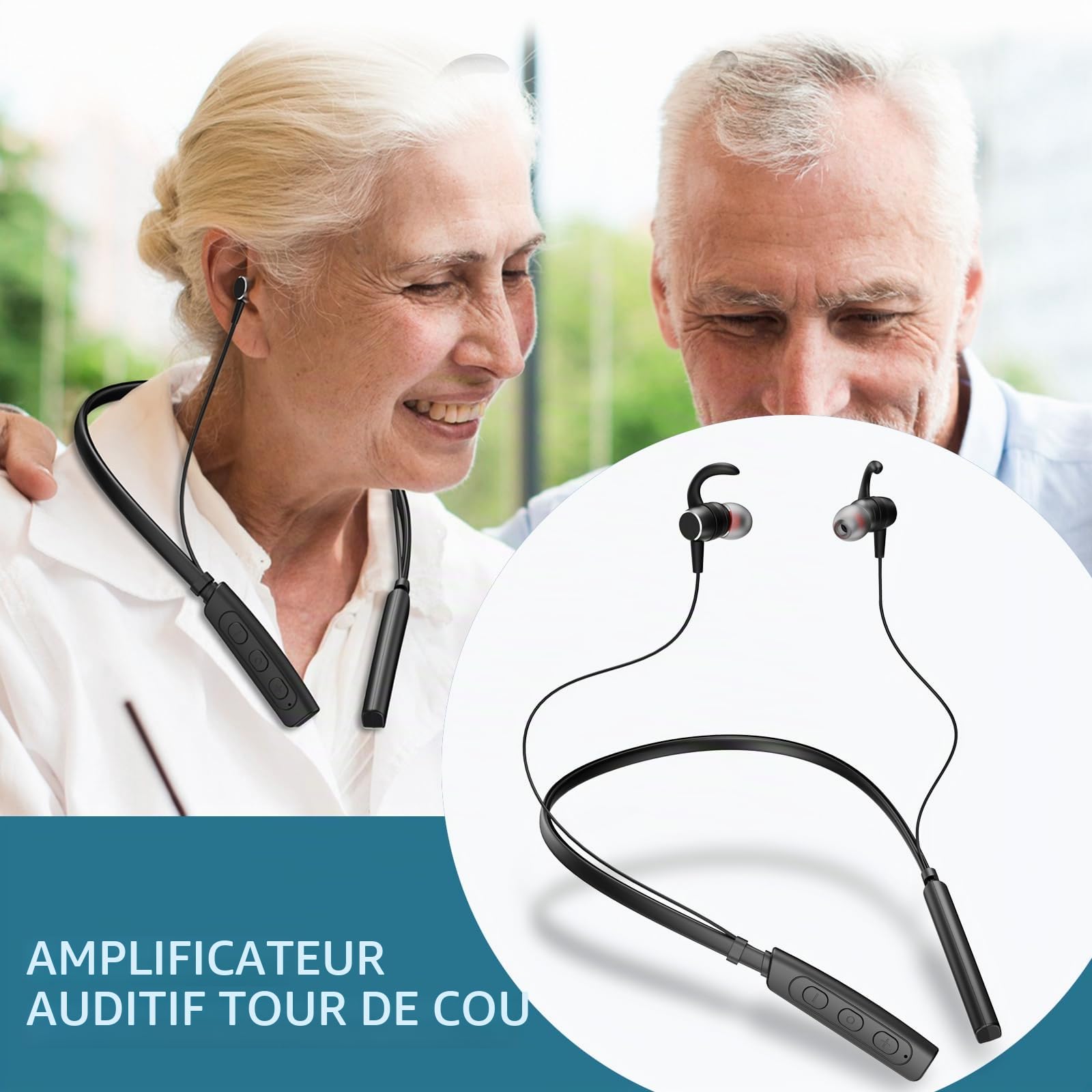 Amplificateur de son rechargeable JINGHAO, tour de cou, noir
