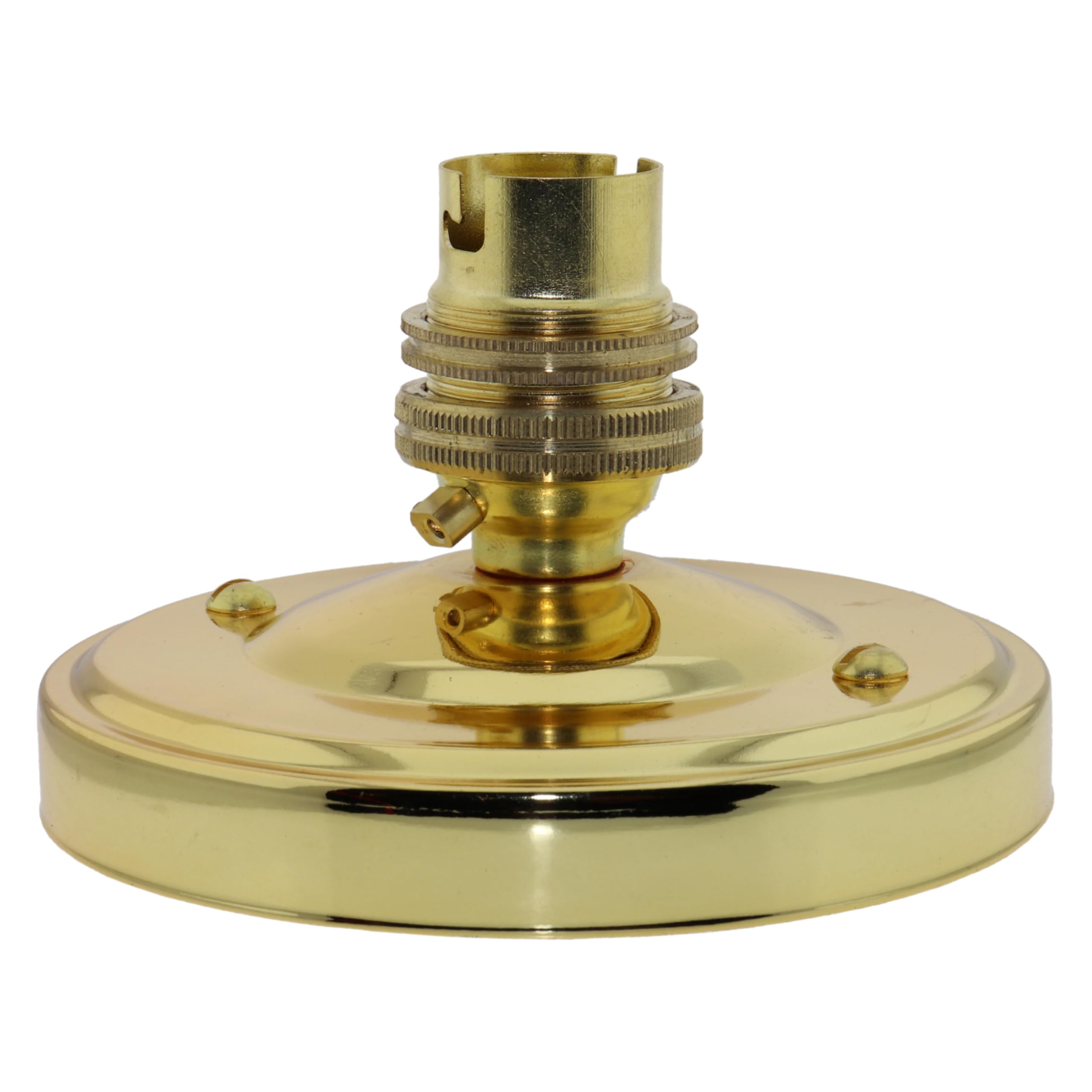 Deco Styled Ready-Assembled B22D Batten Lampholder, Metal Ceiling Rose and B22 Lampholder in Brass Finish, UK Made - Image 2