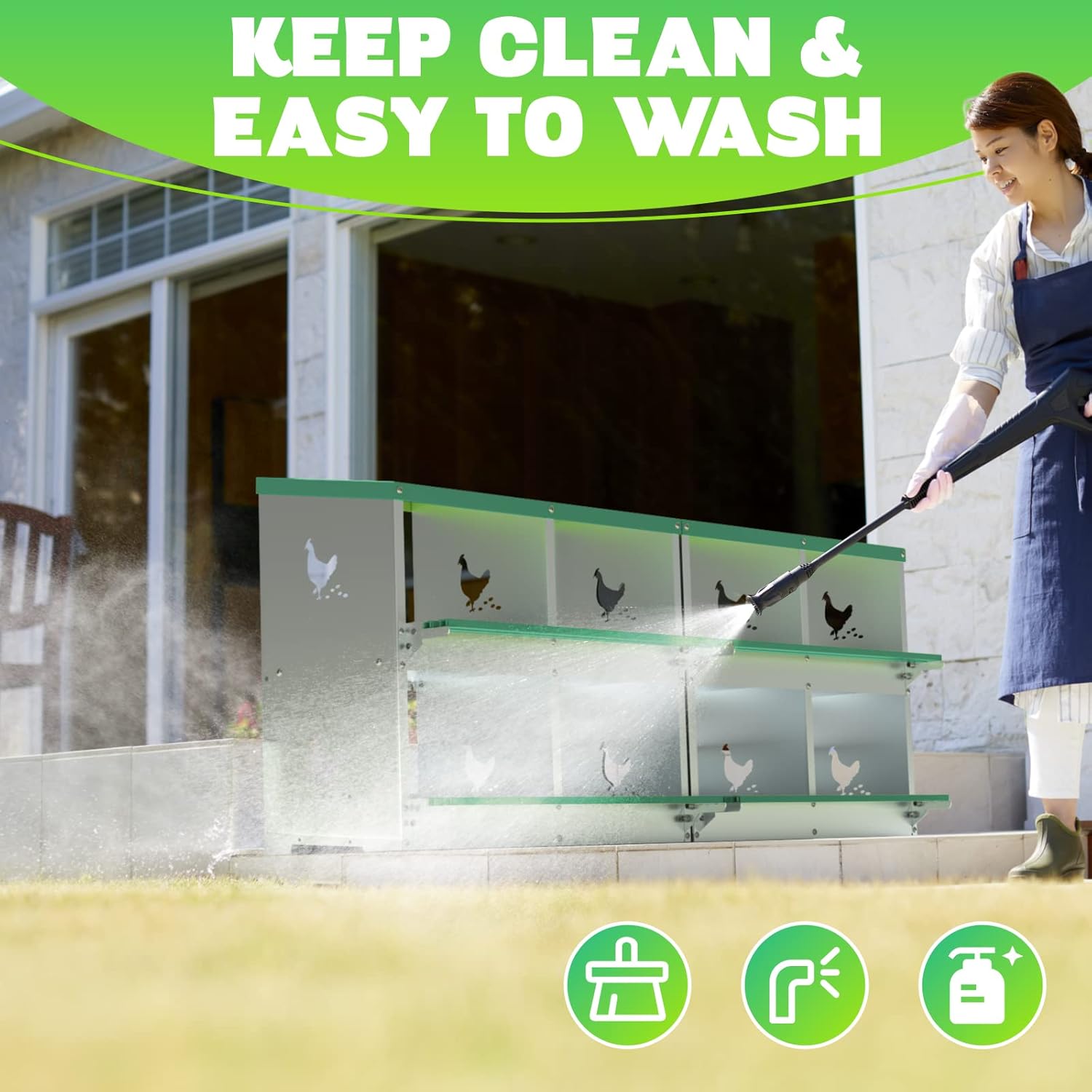 Chicken Nesting Boxes, 8 Hole Nesting Box for Laying Eggs, Heavy Duty Metal Nest Boxes for Chicken and Poultry to Collect Eggs, Chicken Laying Boxes Hens Chicken Coop Box