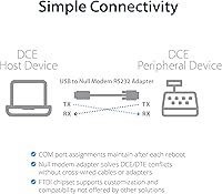 Vista 3 de StarTech.com Adaptador USB a Serial RS232 de 1 puerto de 6 pies (5.9 ft), cable adaptador FTDI DB9 Serial DCE, módem nulo, USB 2.0 - TAA