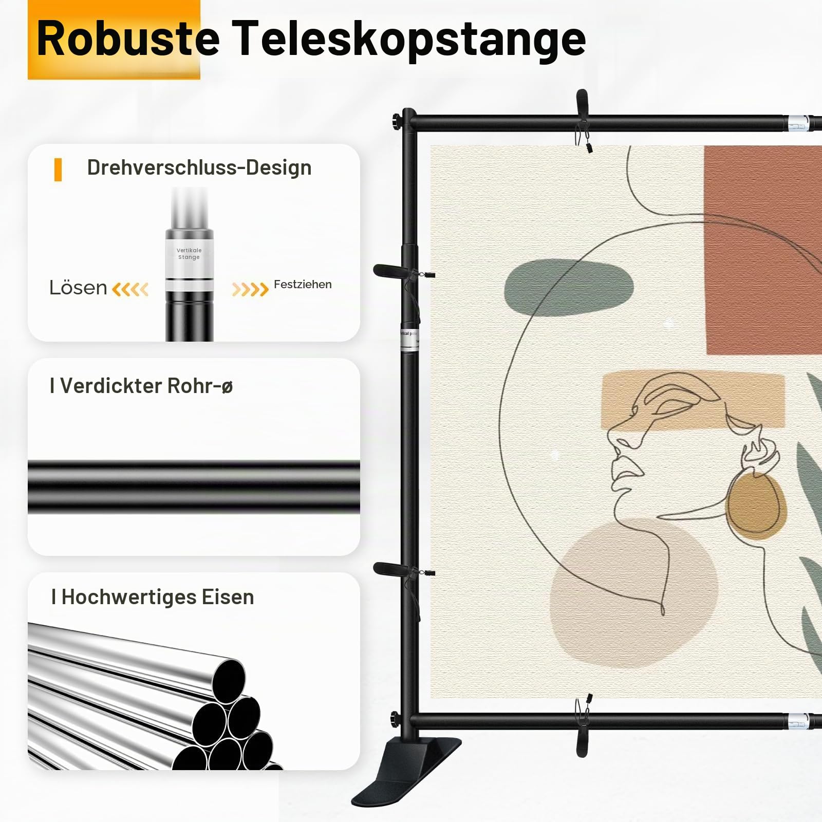 EMART Banner Ständer 3x3m, Hintergrund Ständer, Foto Hintergrundständer | Upgraded, Verstellbarer, Studio, Porträt und Produktfotografie, Fotografie