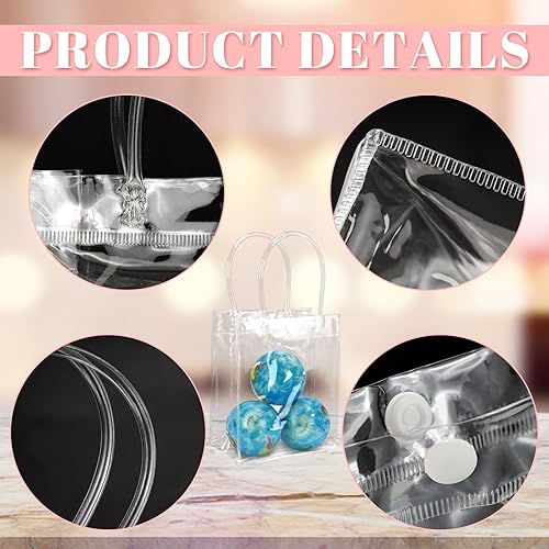 Miniatura 3 de NEXXXI Bolsas de regalo transparentes con asa, paquete de 55 bolsillos pequeños de plástico para envolver regalos, bodas, fiestas y más, 5.9 x 5.1 x