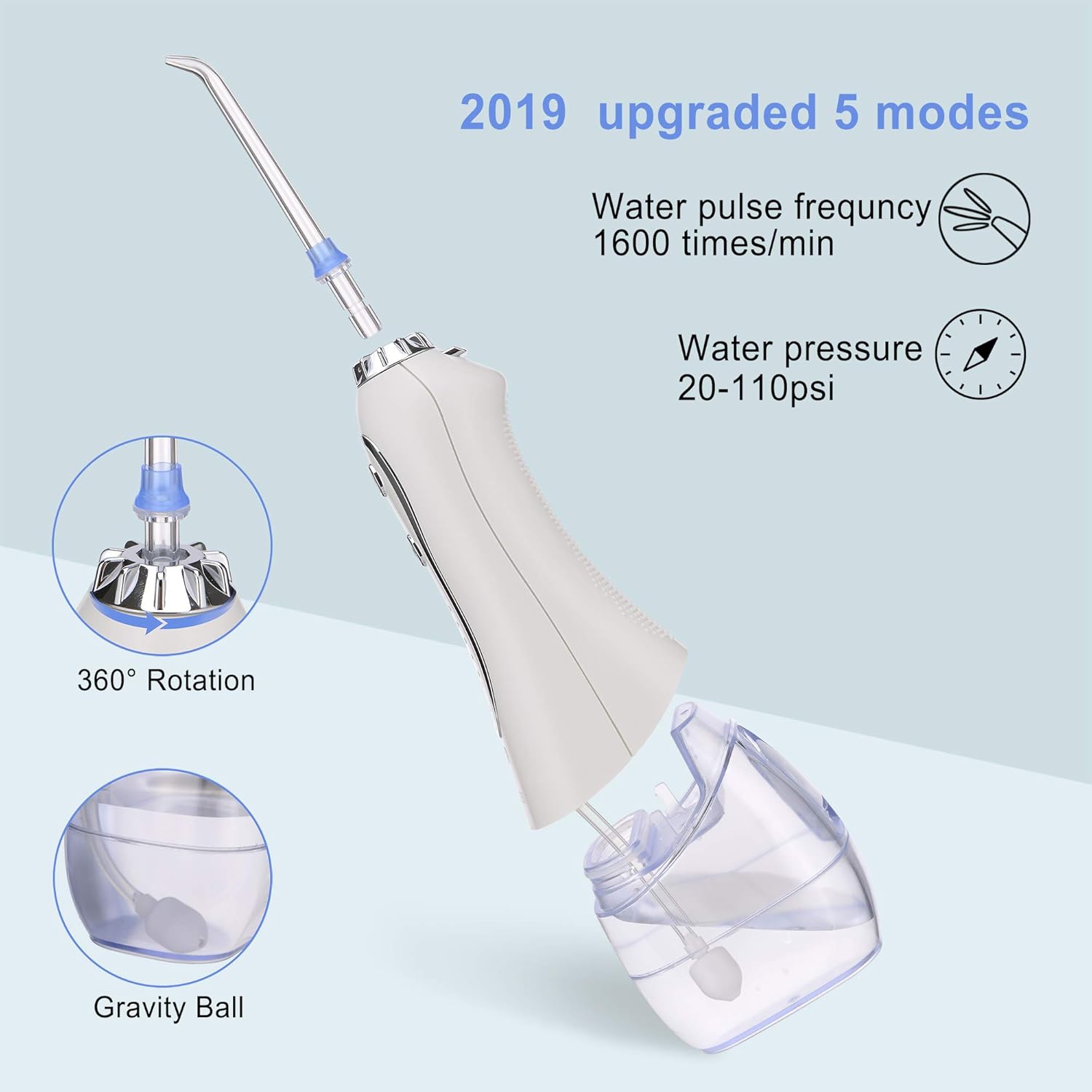 H2ofloss Water Flosser Professional Cordless Dental Oral Irrigator - Portable and Rechargeable IPX7 Waterproof : Health & Household