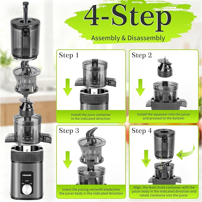 Extractor de Jugos Prensado en Frío Boca Ancha 200W con Función Reversa miniatura 9