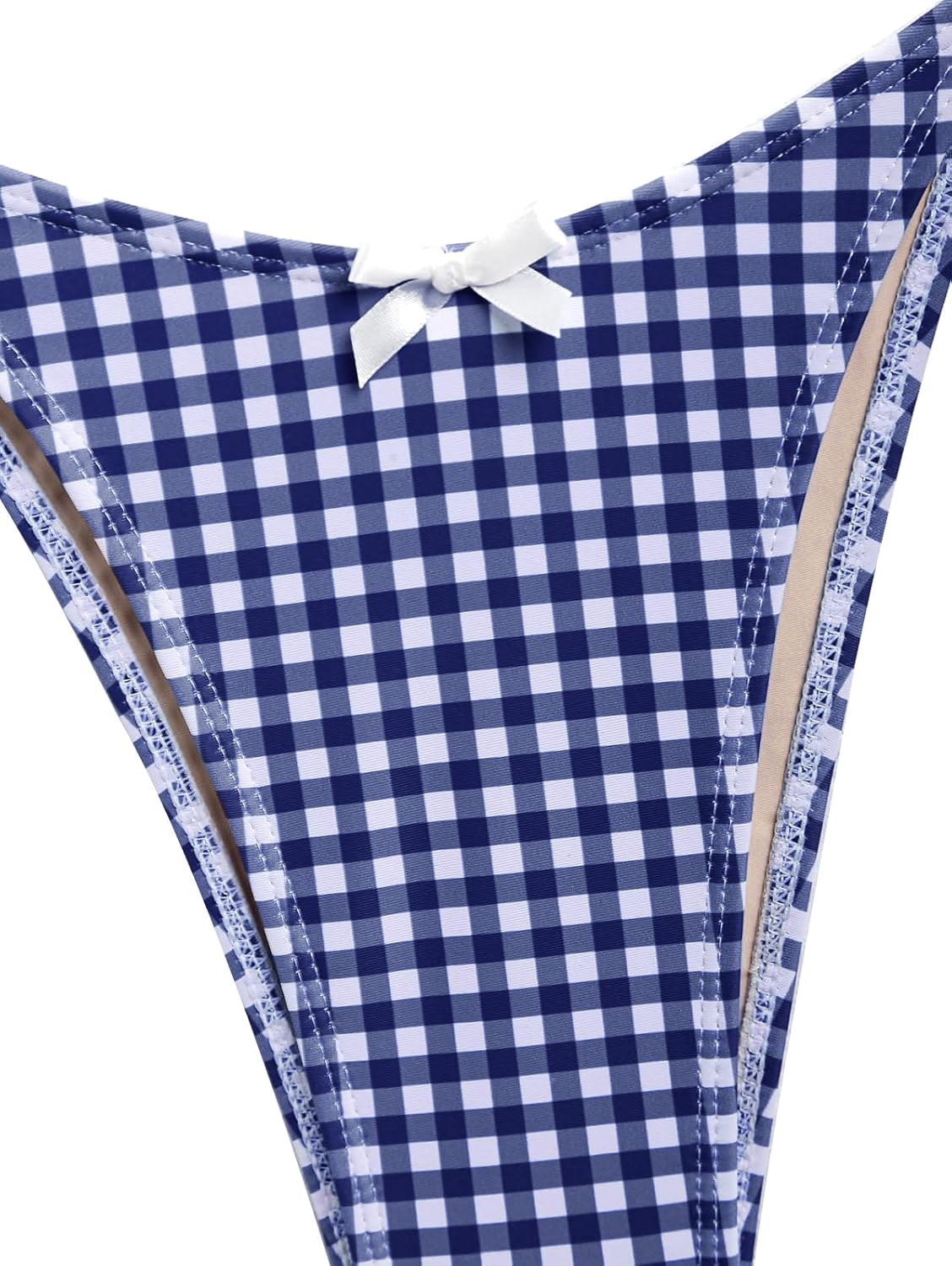 seamoly Women's Tankini Sets Sexy Open Back Two Piece Swimsuit High Cut Side Tie Thong Bathing Suit Floral Gingham Bikini - Image 5