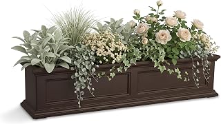 Mayne Fairview 48in Self-Watering Rectangular Window Box Planter, Espresso | Self-watering, All season, Fade resistant, Mounting brackets included, Built-in overflow, 15-year warranty
