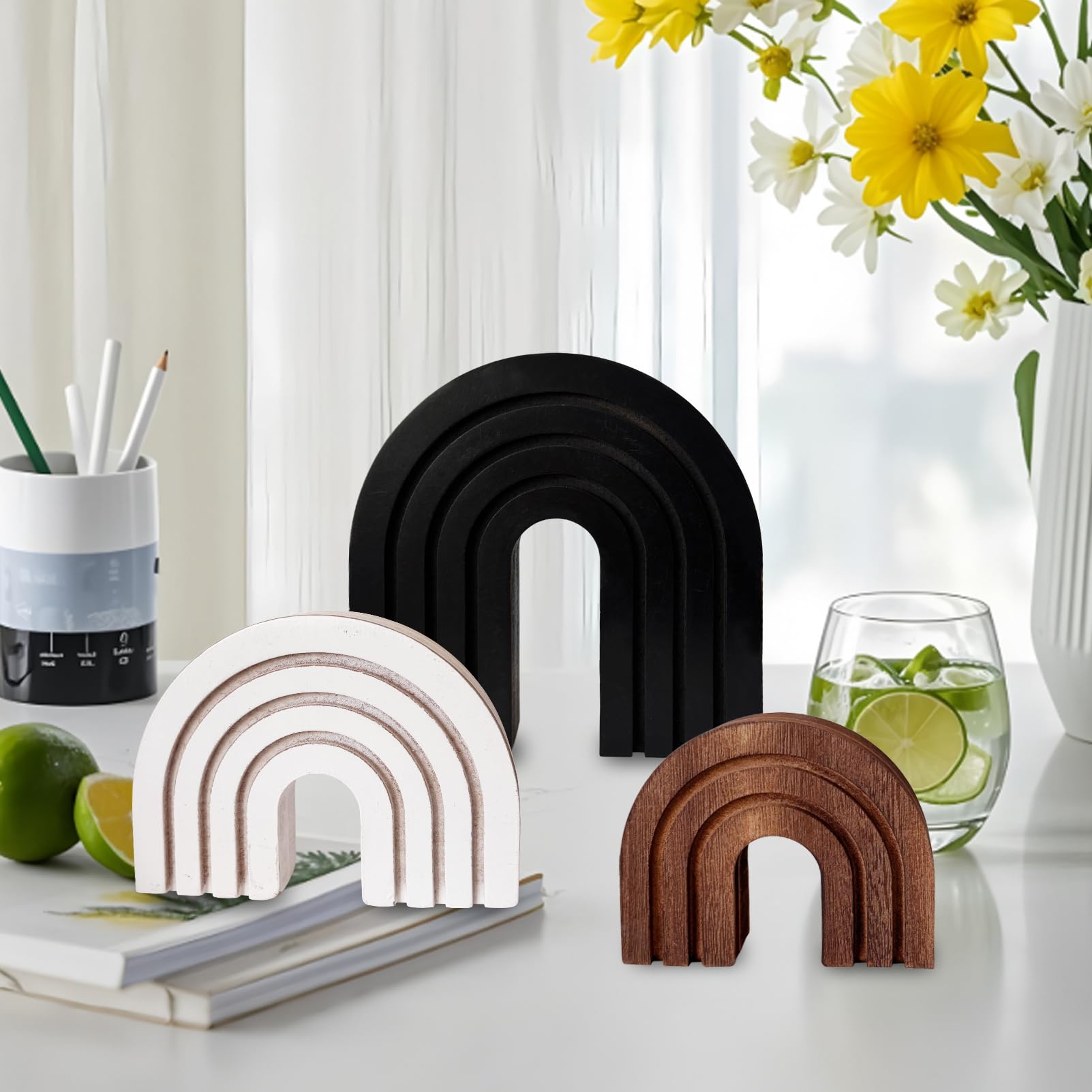 Décoration d'arche en bois de qualité supérieure, accent esthétique noir