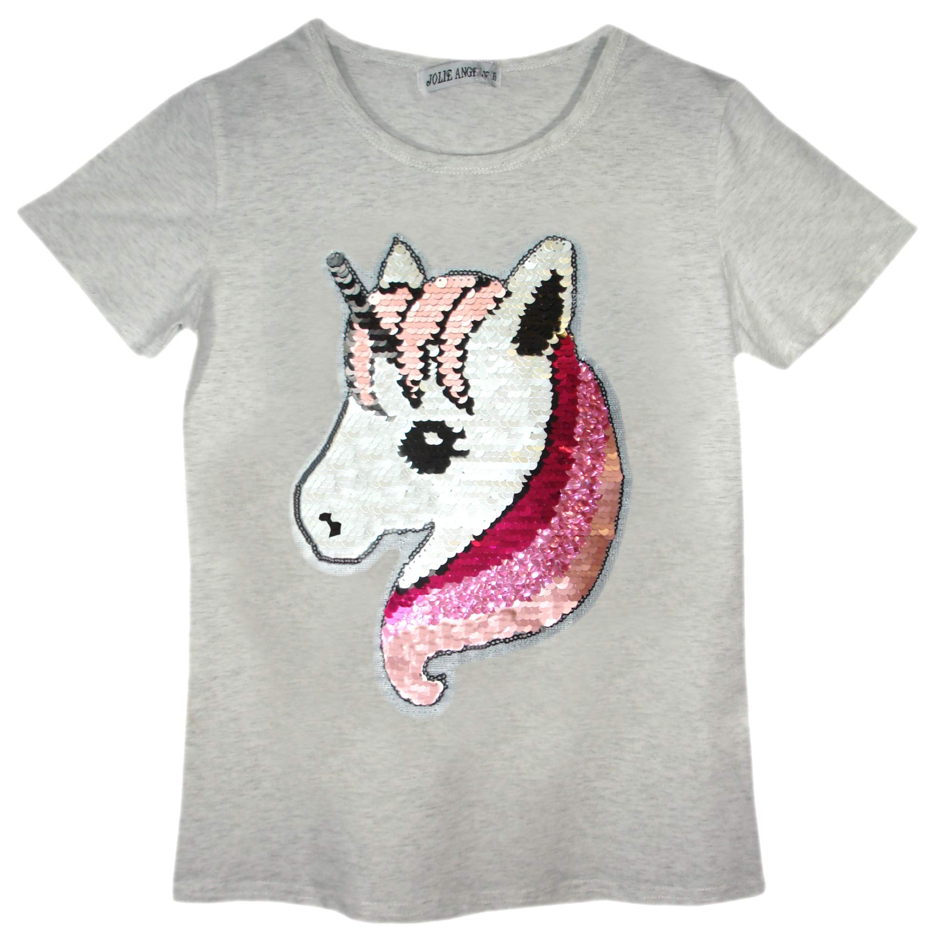 AelstoresGirls Unicorn T-Shirt Short Sleeve Top Tee Brush Changing Sequin T-Shirts 3-14 Years